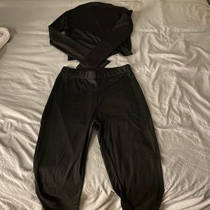 Long Sleeve black Crop top / high waisted pants